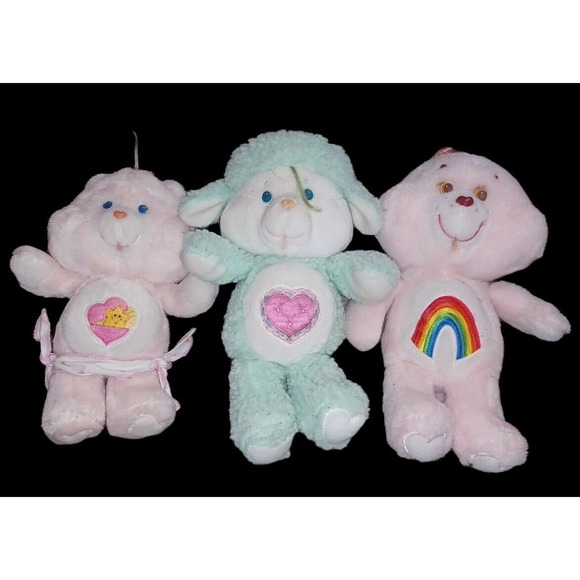 Lot 3 Vintage Care Bears Cousins Kenner Plush 1980s Lamb, Cheer, baby hugs - Picture 1 of 5